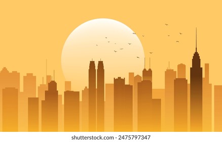 a cityscape with a city in the background.