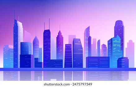 a cityscape with a city in the background.