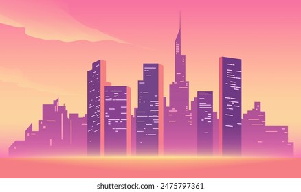 a cityscape with a city in the background.