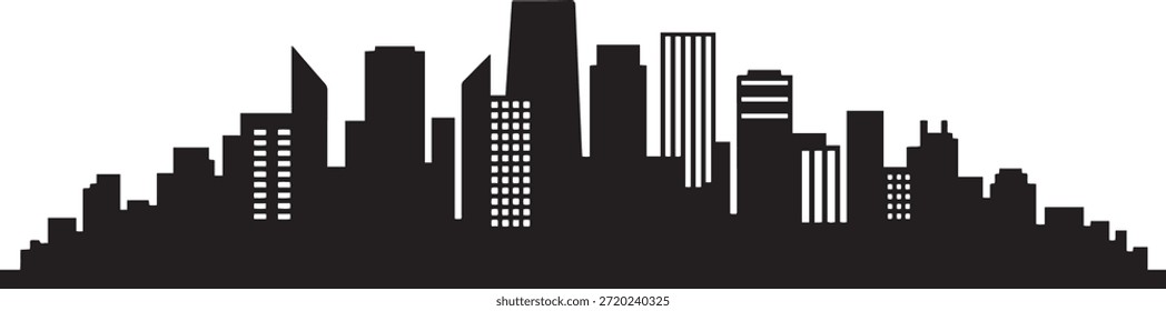 Stadtlandschaft mit Stadt. Design Vektor schwarze Silhouette
