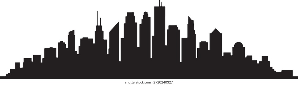Stadtlandschaft mit Stadt. Design Vektor schwarze Silhouette
