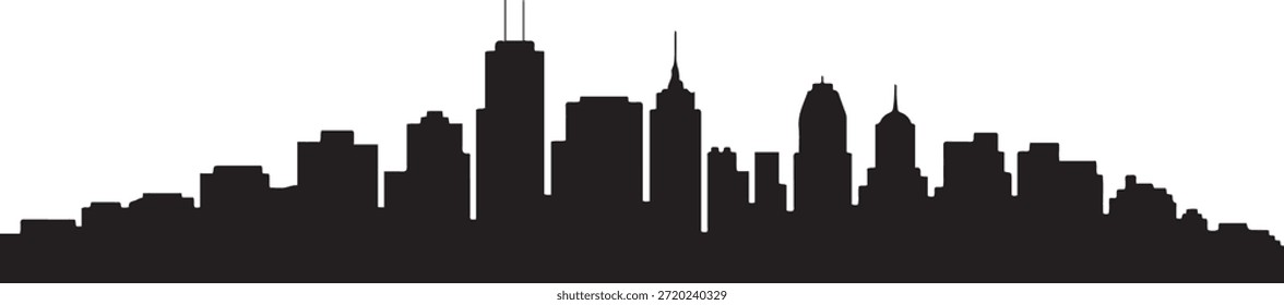 Stadtlandschaft mit Stadt. Design Vektor schwarze Silhouette
