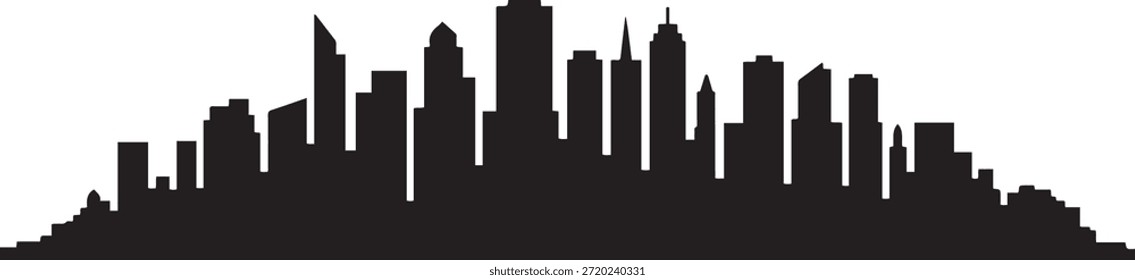 Stadtlandschaft mit Stadt. Design Vektor schwarze Silhouette
