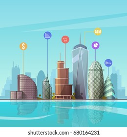 Cityscape. City and nature vector landscape