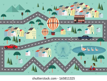 cityscape/ city/town/village vector/illustration