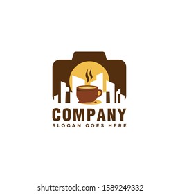 Cityscape and Coffe Photography Logo Design Vector