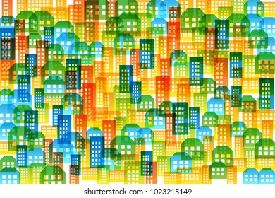 Cityscape colorful background.