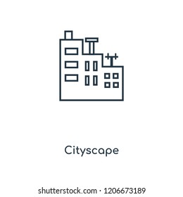 Cityscape concept line icon. Linear Cityscape concept outline symbol design. This simple element illustration can be used for web and mobile UI/UX.