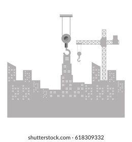 cityscape with construction crane isolated icon