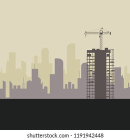 Cityscape with construction zone