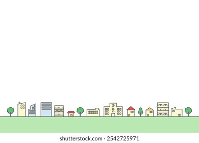 Cityscape cute simple life illustration