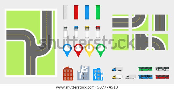 Cityscape
Design Elements with road, transport, buildings, navigation pins.
Road Map Vector illustration eps 10. May be used for vector
illustration, web site, infographics
template