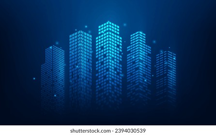 cityscape dot technology digital network connect on blue background. Future city wifi  innovation digital connection worldwide global. vector illustration digital fantastic design.