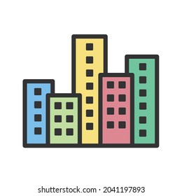 Cityscape at Dusk icon vector image. Can also be used for Seasonal. Suitable for mobile apps, web apps and print media.