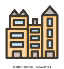 Cityscape At Dusk Vector Thick Line Filled Colors Icon For Personal And Commercial Use.
