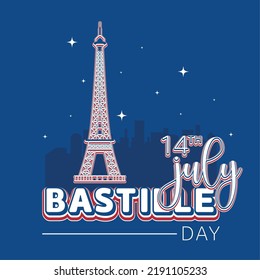 Cityscape with eiffel tower landmark Bastille day celebration Vector