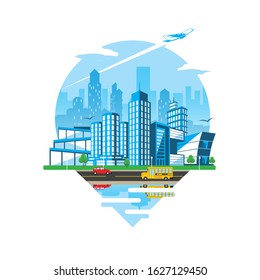 Cityscape Emblem Daylight version vector
flat illustration style