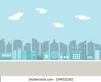 Cityscape with factories vector illustration.