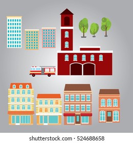 Cityscape flat design elements