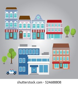 Cityscape flat design elements