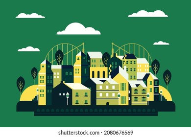 Cityscape-Flachdesign-Illustrationskonzept