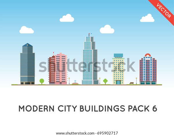 Cityscape Flat\
Style. City Buildings Vector Illustration, Modern Big Height\
Skyscrapers Town, Urban Street\
Landscape
