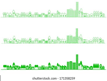 Cityscape of green