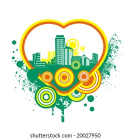 Cityscape grunge background, vector illustration series.
