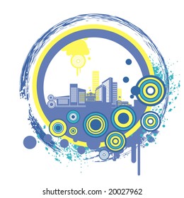 Cityscape grunge background, vector illustration series.