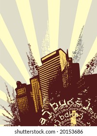 Fondo de grunge Cityscape, serie de ilustraciones vectoriales.