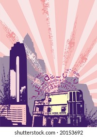 Cityscape grunge background, vector illustration series.