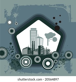 Cityscape grunge background, vector illustration series.