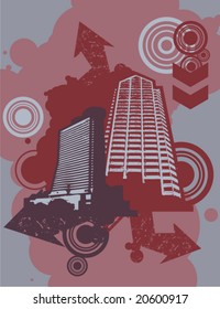 Cityscape grunge background, vector illustration series.