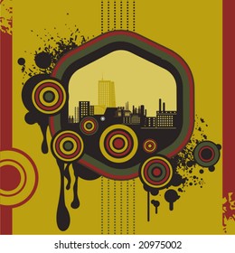 Cityscape grunge background, vector illustration series.
