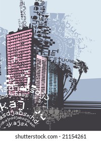 Fondo de grunge Cityscape, serie de ilustraciones vectoriales.