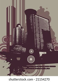 Fondo de grunge Cityscape, serie de ilustraciones vectoriales.