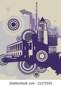 Cityscape grunge background, vector illustration series.