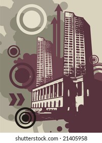 Cityscape grunge background, vector illustration series.