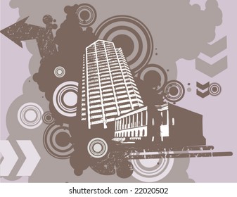 Cityscape grunge background, vector illustration series.