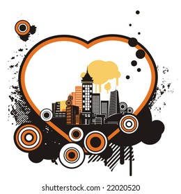 Cityscape grunge background, vector illustration series.