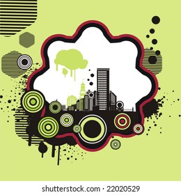 Cityscape grunge background, vector illustration series.