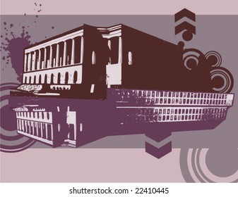 Fondo de grunge Cityscape, serie de ilustraciones vectoriales.