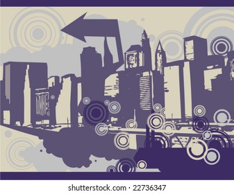 Cityscape grunge background, vector illustration series.