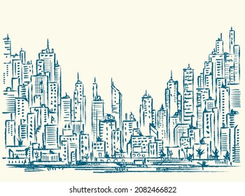Cityscape. Hand drawn city background