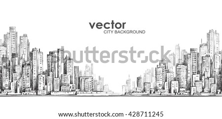 Cityscape. Hand drawn vector