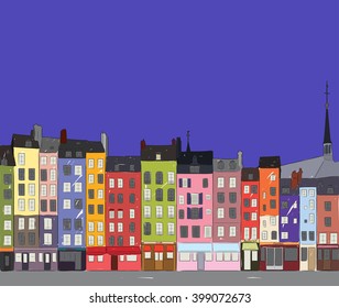 Cityscape Honfleur, vector illustration