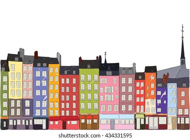 Cityscape Honfleur, vector illustration