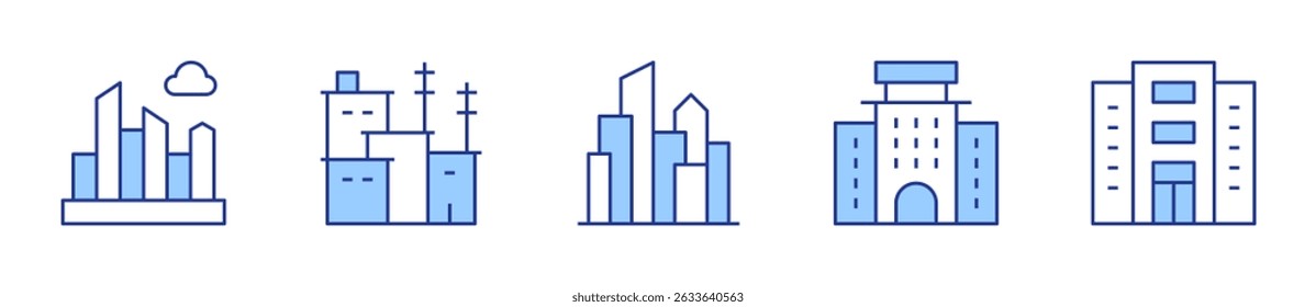 cityscape, hotel, kibera, company. Urban Icon vector illustration. Line Duotone style. Editable stroke.