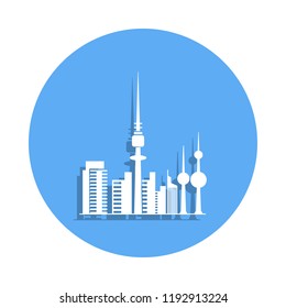 cityscape icon in badge style. One of Cityscape collection icon can be used for UI, UX