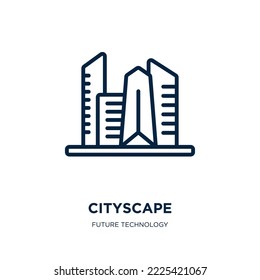 cityscape icon from future technology collection. Thin linear cityscape, skyline, building outline icon isolated on white background. Line vector cityscape sign, symbol for web and mobile